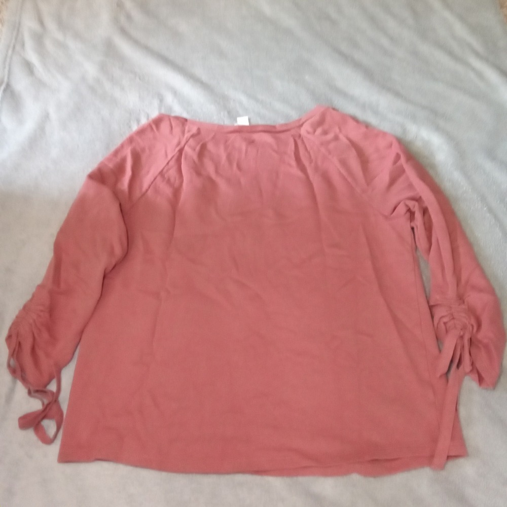 Loft Outlet Lounge Rose Pink Ruched Tie Sleeve Sweatshirt Large - Picture 5 of 7
